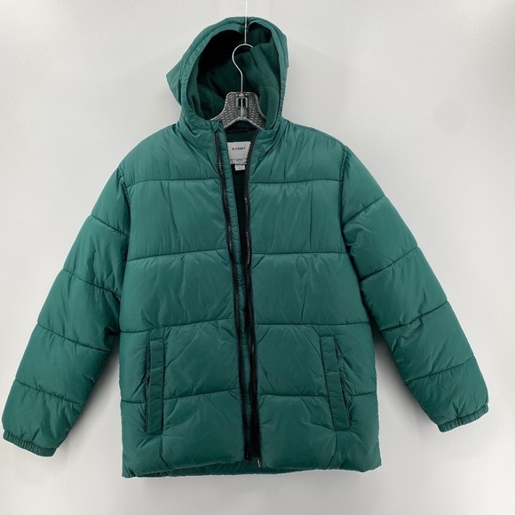 Old Navy Jacket Youth XL 14/16 Winter Green Puffer Full Front Zipper Side Pocket - Picture 9 of 9